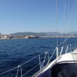 Aanvaren van Ajaccio met de citadelle. Corsica