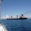 Bij het kruisen van de shipping lane in het TSS voor de ingang van de Dardanellen