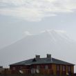 Dogubayazit. De berg Ararat om 7 uur in de ochtend uit ons hotelraam
