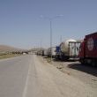 Lange rijen vooral Iraanse vrachtwagens voor de grens