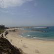 Ashkelon. Strand en jachthaven vanaf de duinen. Verderop ligt Gaza