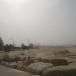 Stofstorm in Ashkelon. Foto vanaf de havendam
