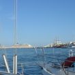 Uitzicht op de drukke haven van Ibiza