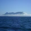 Blik achterom op de Rots van Gibraltar, nu ook in de mist