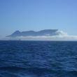 Blik achterom op de Rots van Gibraltar, nu ook in de mist