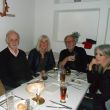 Ans 65 bij Mykonos. Vlnr. Cees, Ans, Tom en Barbara