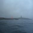 De Torre de Hercules bij La Coruña. In de rode cirkel een merkwaardig kunstwerk (volgende fot