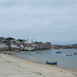 Het strand van Hugh Town, Scilly eilanden.