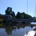 Groningen. De spoorbrug over het Reitdiep wordt bediend door Prorail.