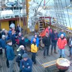 Ushuaia. Ontvangst op het main deck van de bark Europa.