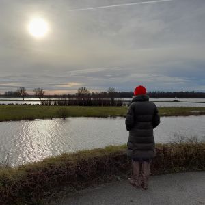 20 januari 2021 op de Altenawal. Hoog water op de Merwede