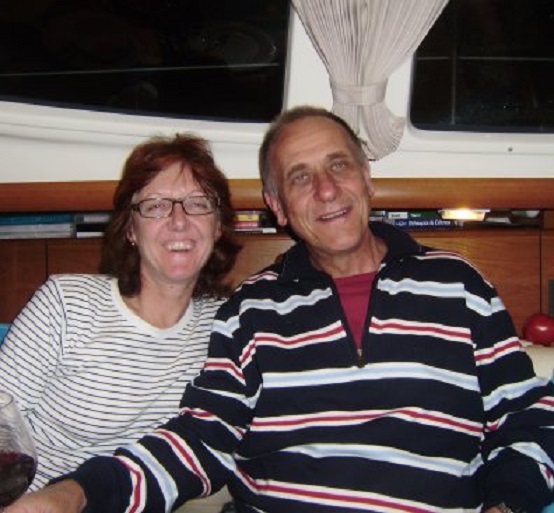 Christine en Cornelius van het Zwitserse jacht Gymnos-Nixe op bezoek