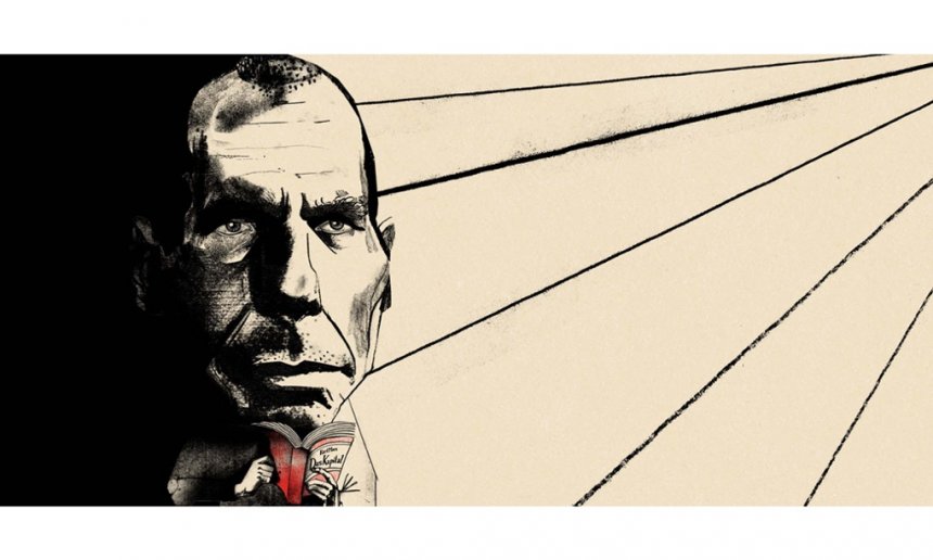 Yanis Varoufakis (illustratie: Ellie Foreman-Peck, The Guardian)