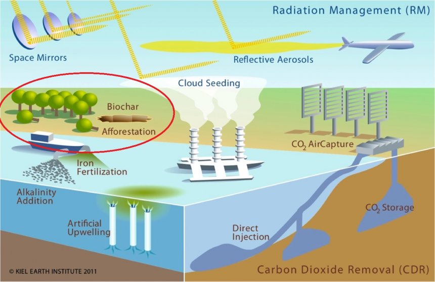 Bebossing als soelaas voor global warming (rode cirkel)