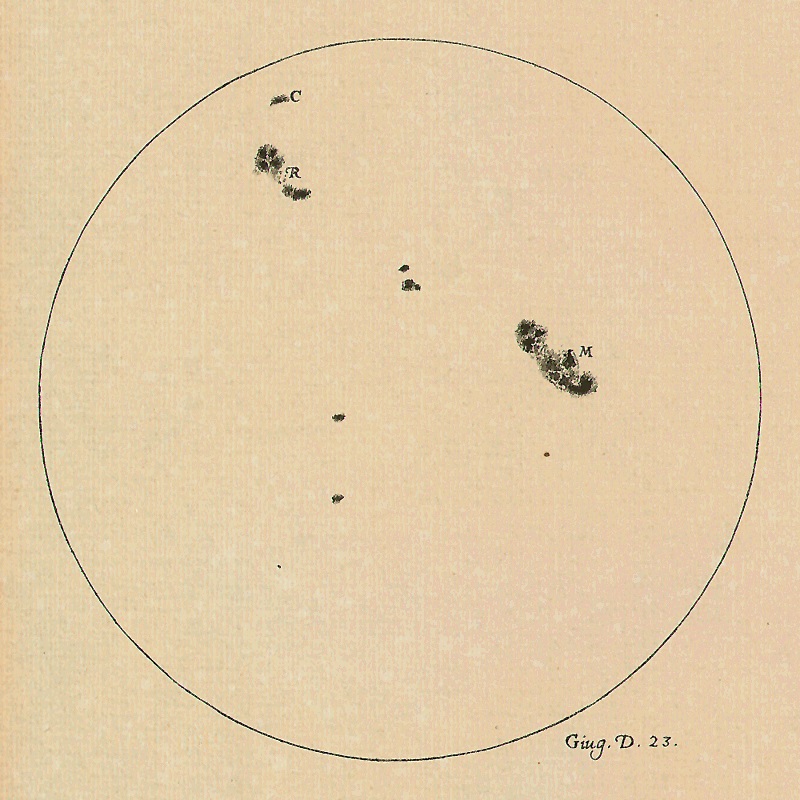 Zonnevlekken getekend door Galileo
