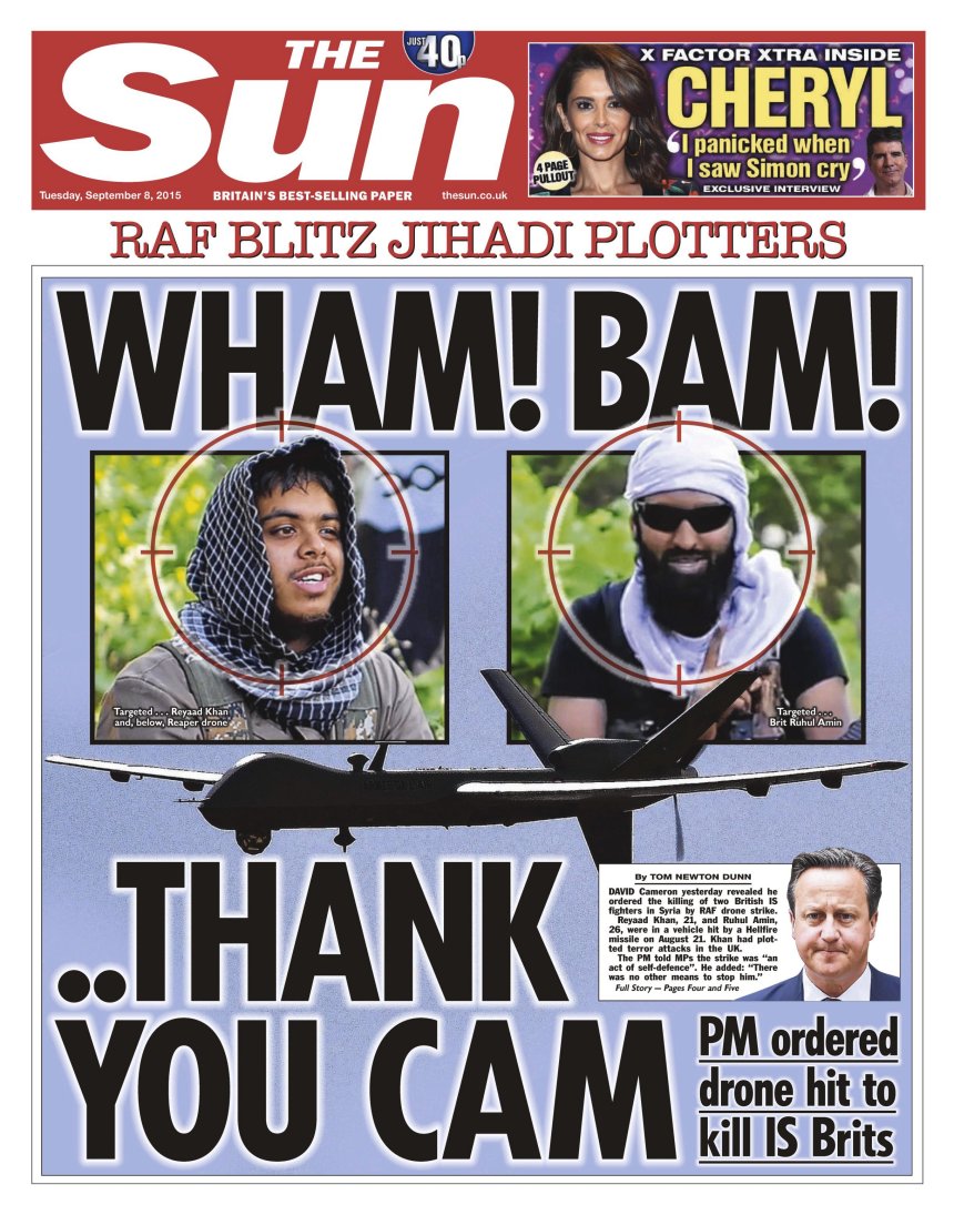 De voorpagina van het Britse dagblad The Sun vandaag