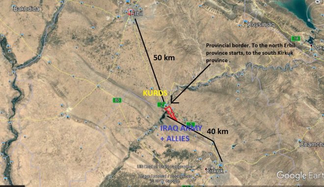 Irak staat aan de grens van Iraaks Koerdistan. De strijd om de onafhankelijkeid lijkt los te barsten.