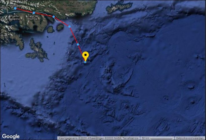 De Bark Europa is weer uit Ushuaia vertrokken.