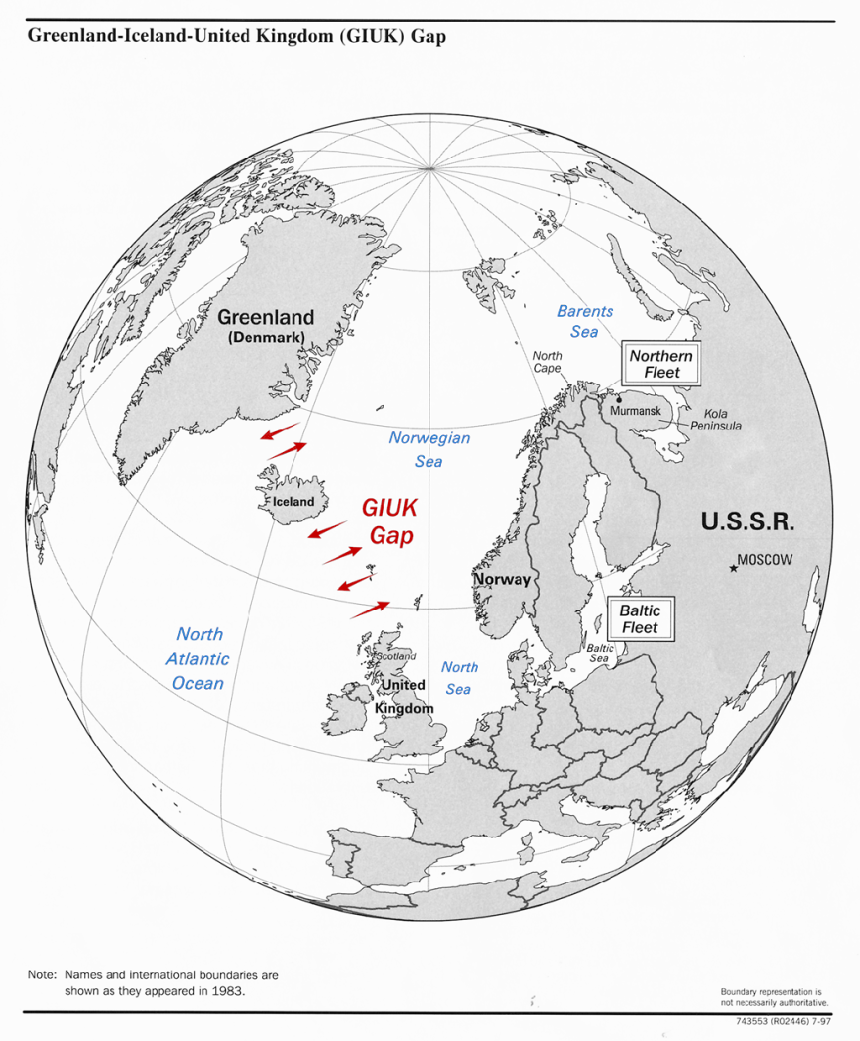 De GIUK-gaps. (bron: Wikipedia)