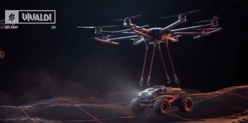 Animatie van plaatsing door een drone van een onbemande kamikazerobot achter de Russische linies (beeld: Defense Express)